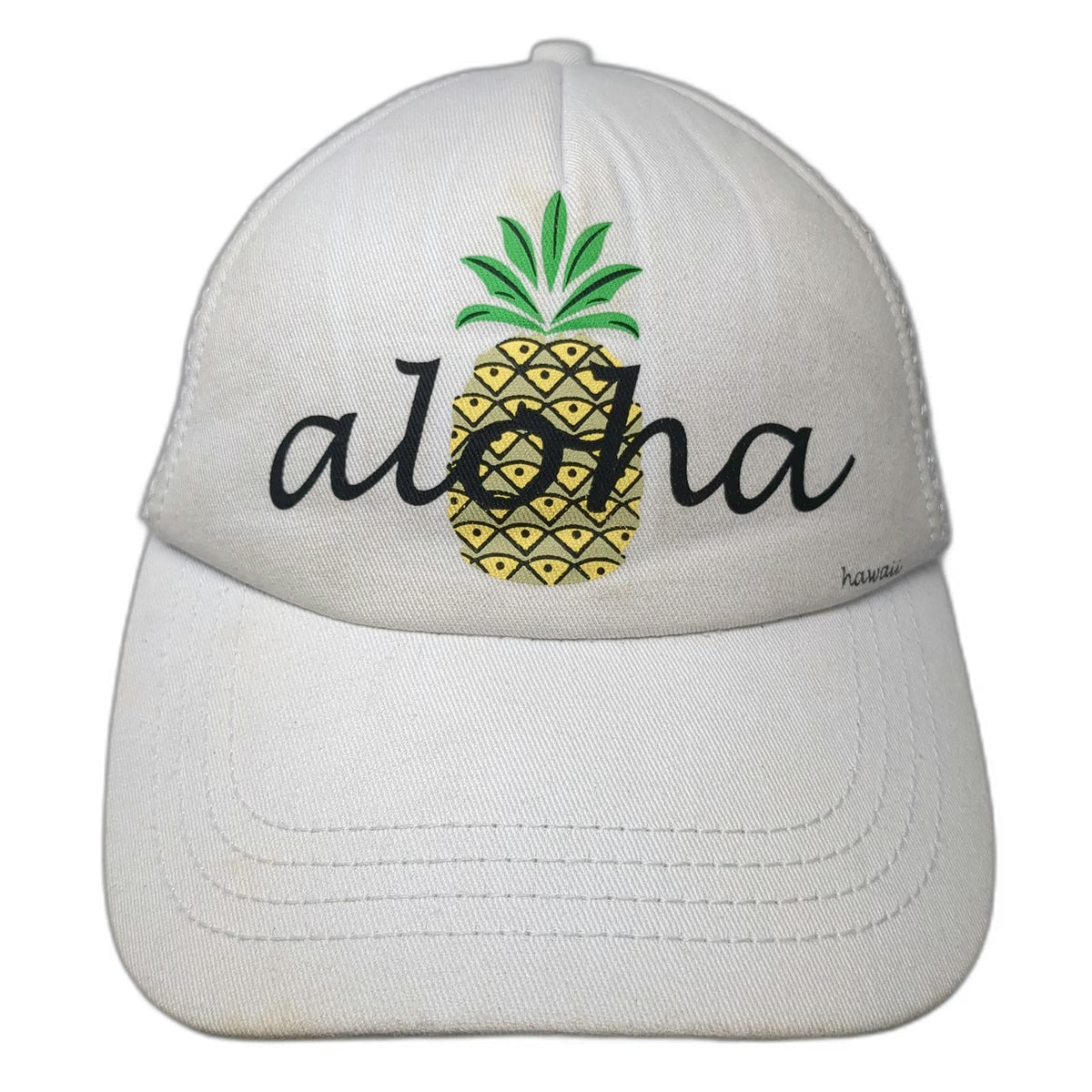 Honolua Trucker Hat White One Size Aloha Pineapple Hawaii Surf Mesh Snapback