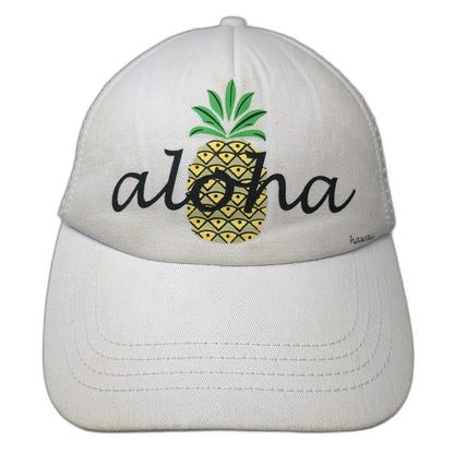 Honolua Trucker Hat White One Size Aloha Pineapple Hawaii Surf Mesh Snapback