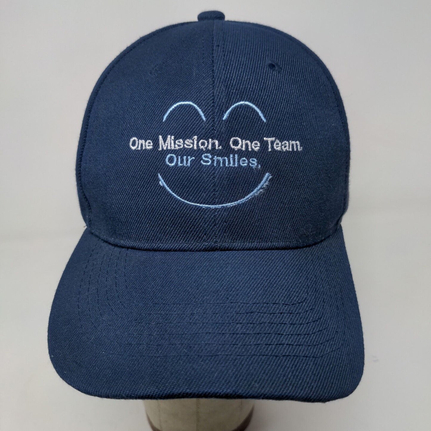 Unbranded Men's Strapback Hat Blue Embroidered One Mission One Team Our Smiles