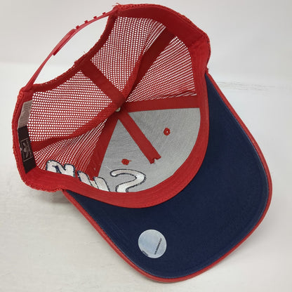 Adidas Trucker Hat Red One Size Mesh Snapback Rhinestone Sun Connecticut Hat