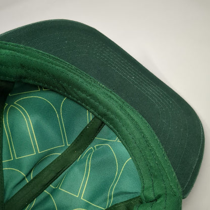 The Botanist Snapback Green One Size Yellow Embroidered Logo Hat Pattern Lining