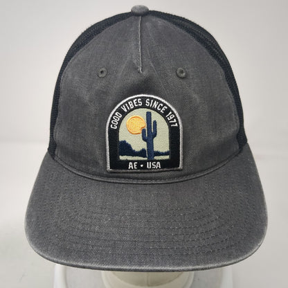 American Eagle Trucker Hat Gray One Size Mesh Snapback Green Under Visor Patch