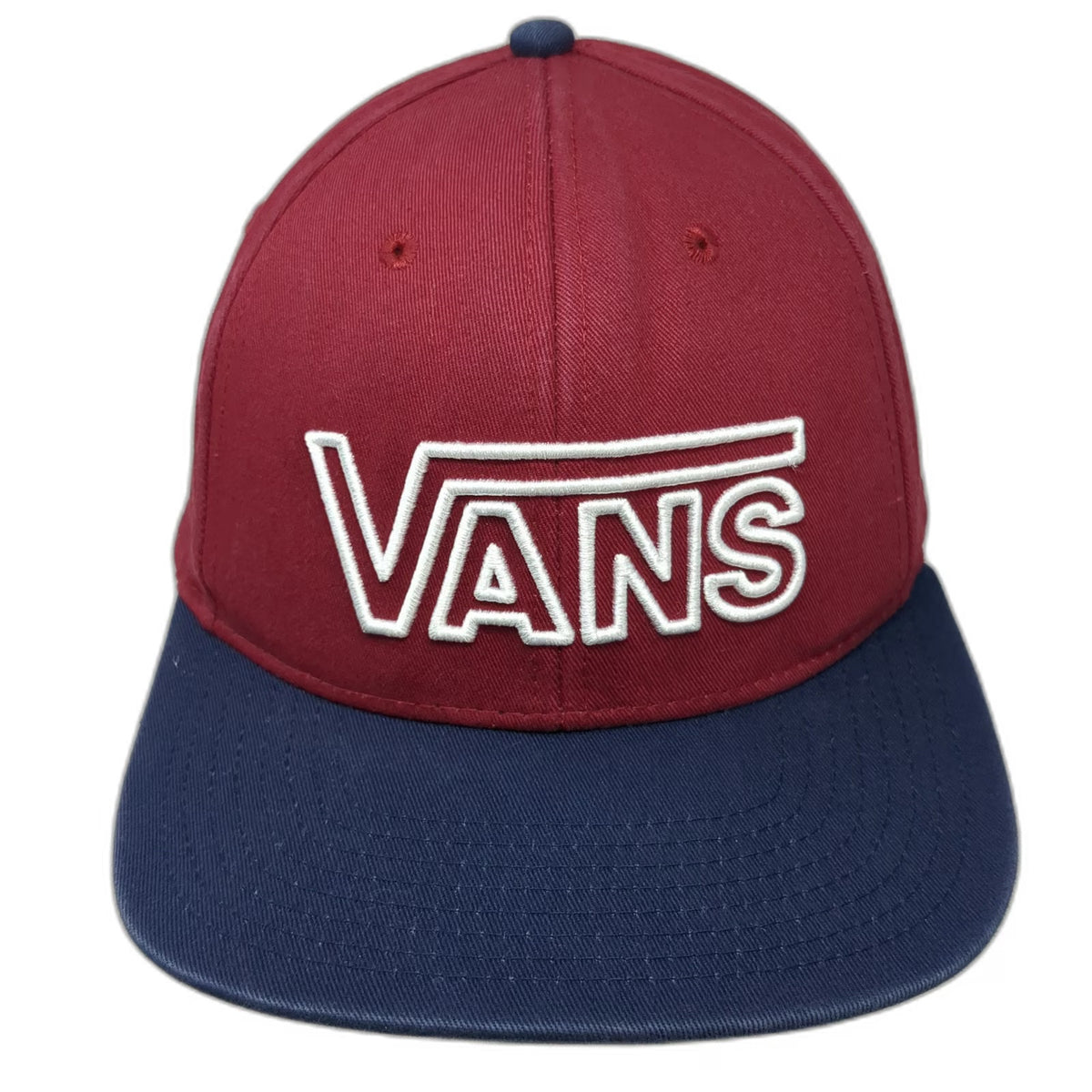 Vans Snapback Red Blue One Size Structured Flat Brim Logo Embroidered Skate Hat