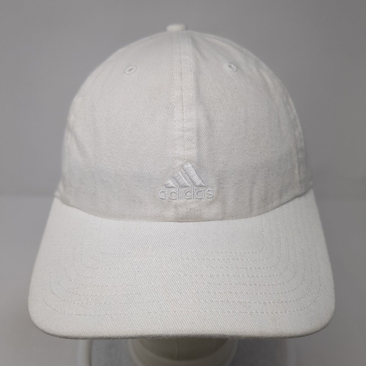 Adidas Slideback Hat White One Size Adjustable Embroidered 6 Panel Cotton
