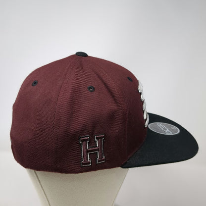 Zephyr Snapback Hat Red One Size Harvard University Lacer Hockey Laces Flat Brim