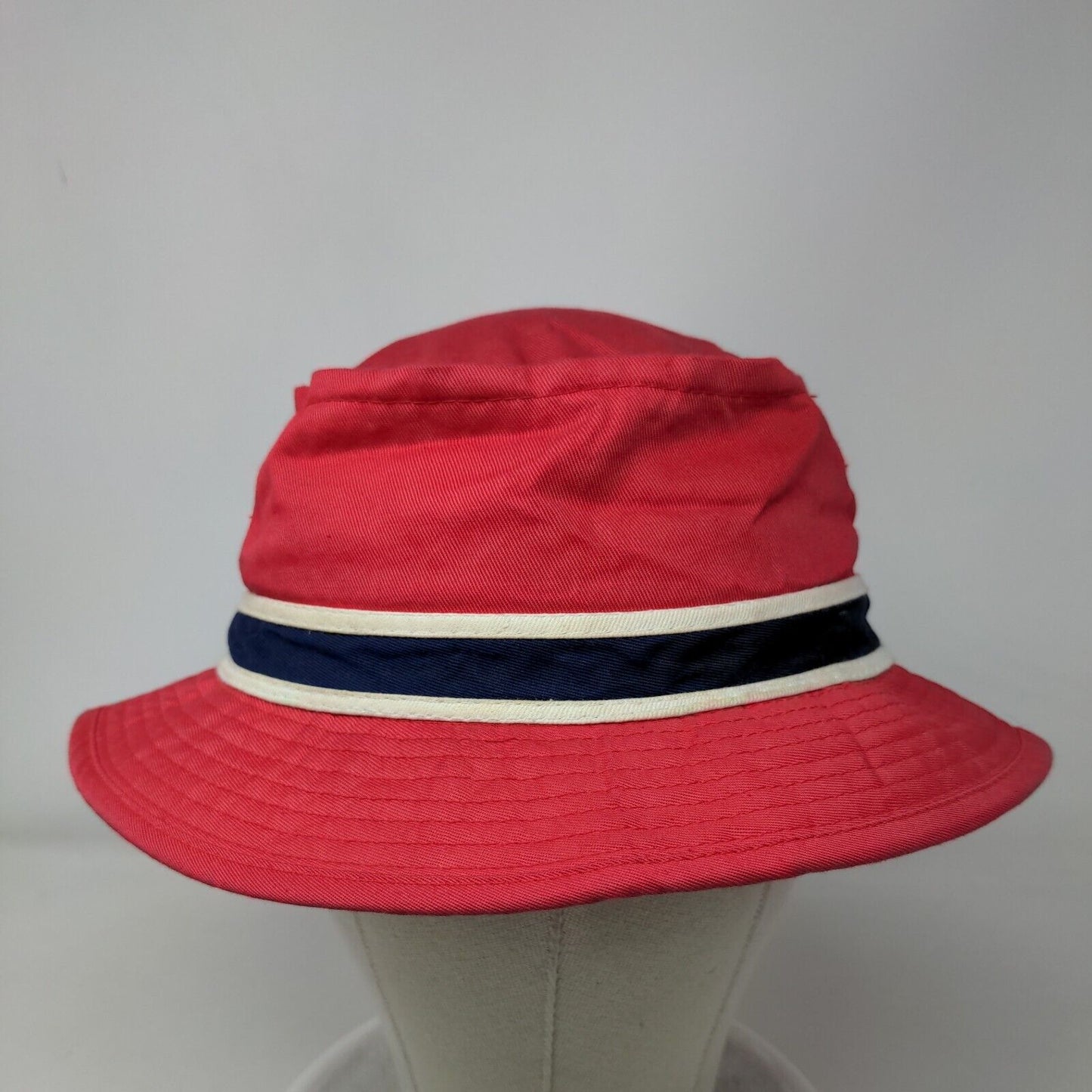 Paris Bucket Hat Red Small Striped Vent Holes Lined Outdoor Cotton