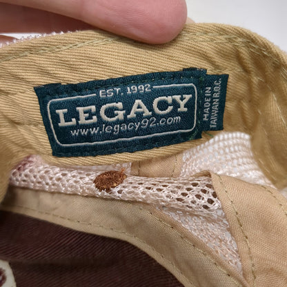 Legacy Trucker Hat Red Beige Blue One Size Idaho State Redfish Lake Lodge Mesh
