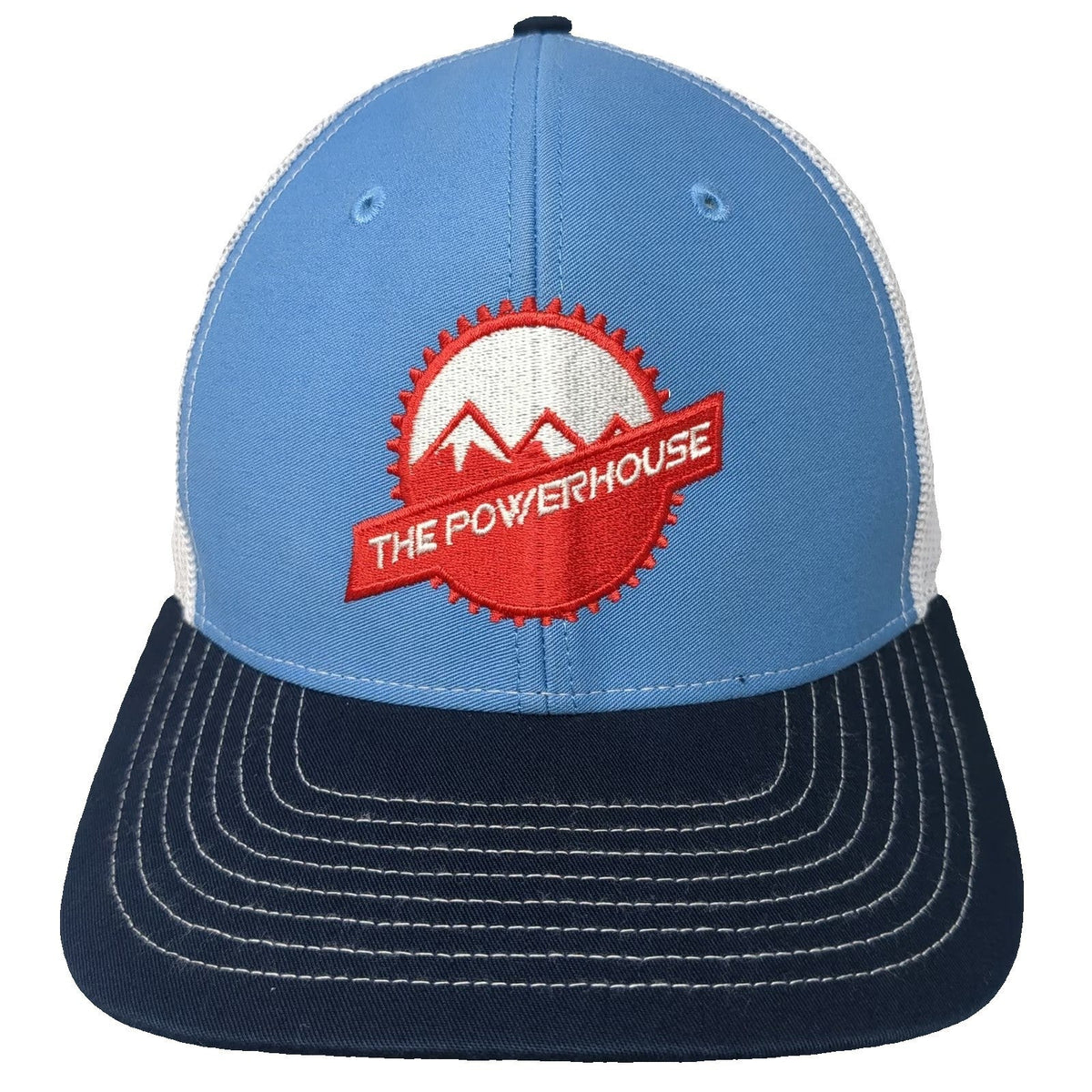 Richardson Trucker Hat Blue One Size The Powerhouse Mountains Mesh Snapback Cap