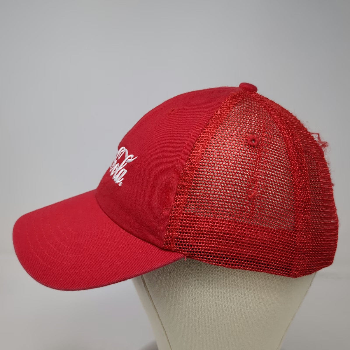 Coca-Cola Logo Red OSFM Baseball Cap Hat Mesh Back Slideback Embroidered Cotton
