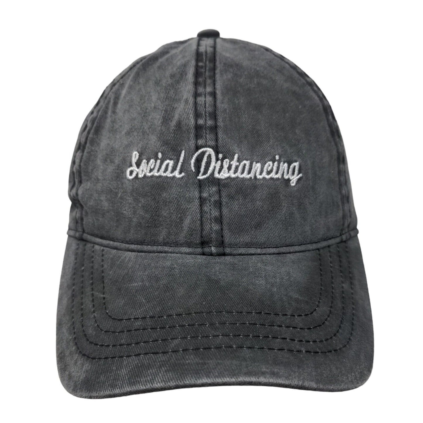 Social Distancing Slideback Hat Gray OSFM Adjustable Embroidered David and Young