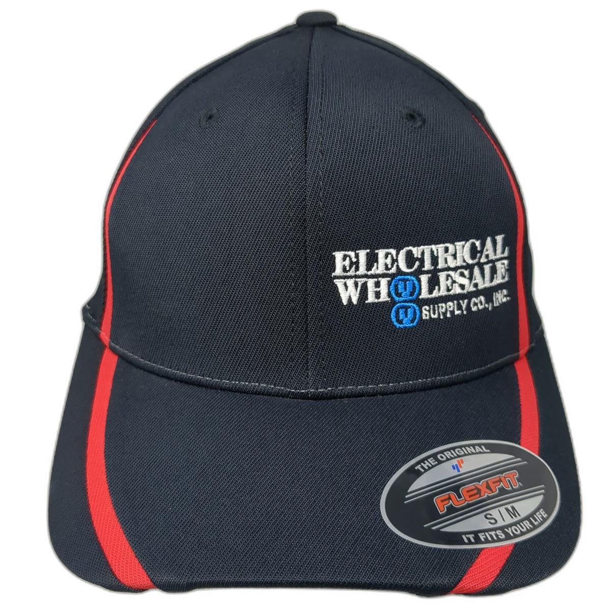 Sport-Tek Black Baseball Cap Size M Electrical Wholesale Supply Co Red Piping