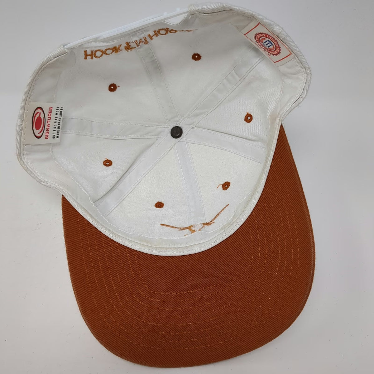 Texas Longhorns NCAA Signatures Cap White Orange One Size Snapback Hook em Horns