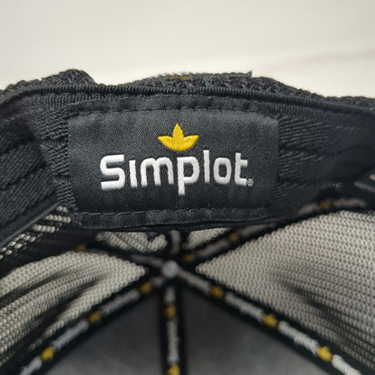 Simplot Baseball Cap Green M Camo Mesh Flexfit Yellow Logo Structured Hat