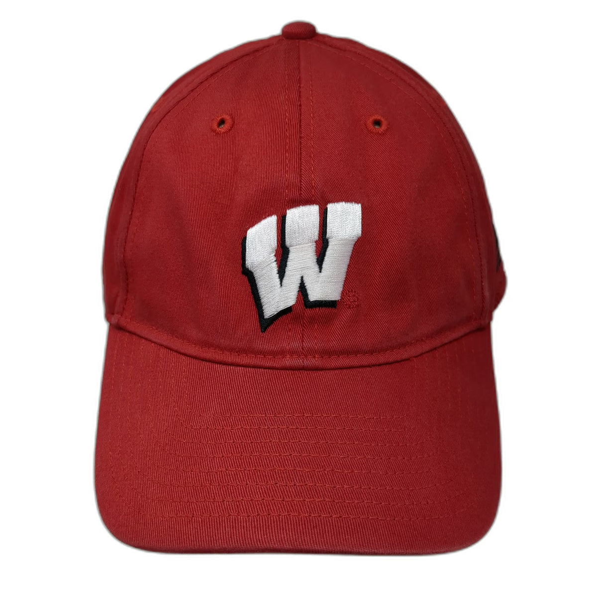 Adidas Wisconsin Badgers NCAA Red XL Baseball Cap Stretch Fit Curved Hat Logo