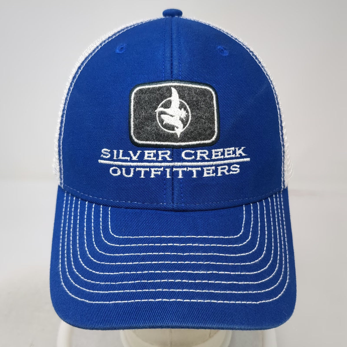 Ouray Silver Creek Outfitters Fishing Trucker Hat Blue White One Size Snapback