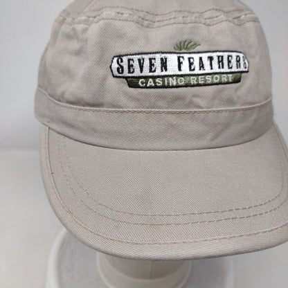 Seven Feathers Casino Resort Strapback Cadet Army Cap Tan OS Adjustable Cotton