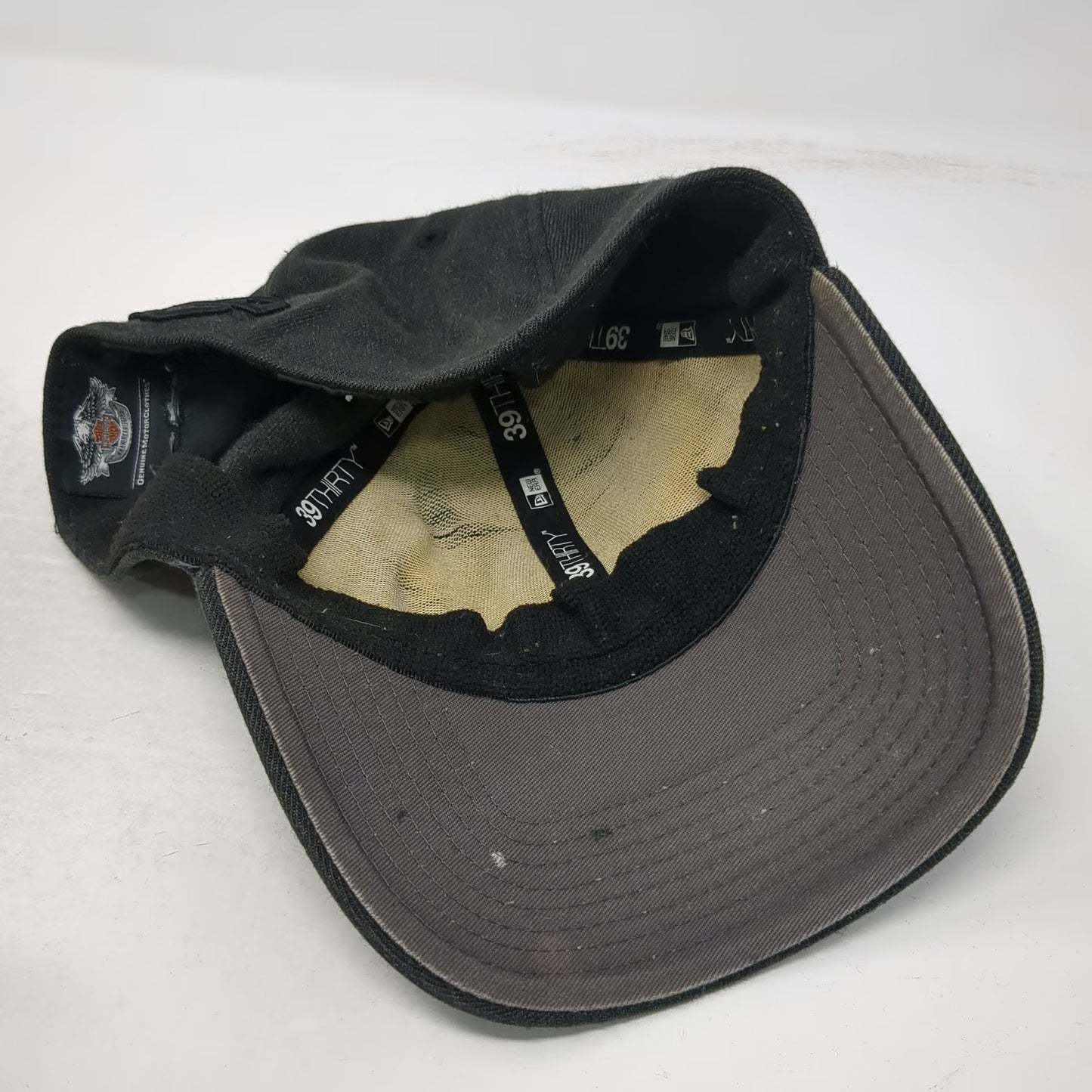 New Era Baseball Cap Black L Harley-Davidson Eagle Patch Stretch Hat 39THIRTY