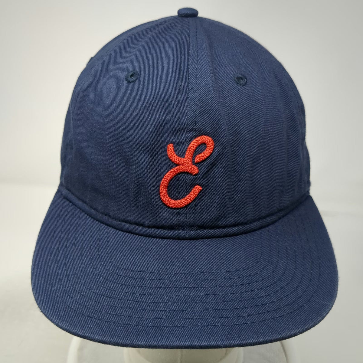 Earls Collection Baseball Cap Blue OSFM Red Script E Logo Slideback Cotton Hat
