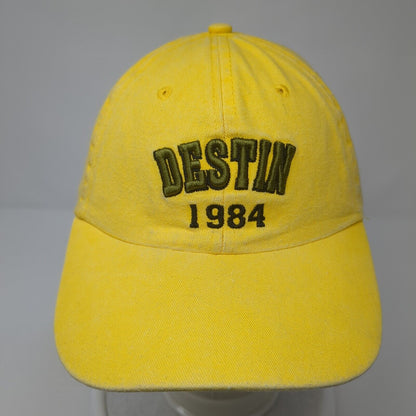 Destin 1984 Strapback Hat Yellow One Size Solid Adjustable Lucky 7 USA