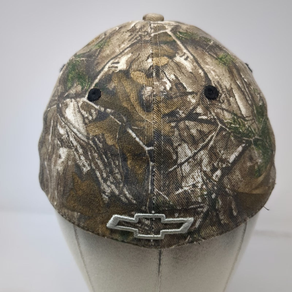Signatures Chevy Baseball Cap Brown XL Camo Flames Bowtie Logo Stretch Fit Hat