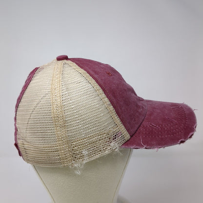 Unbranded Ponytail Trucker Hat Multicolor OS Adjustable Mesh Back Distressed