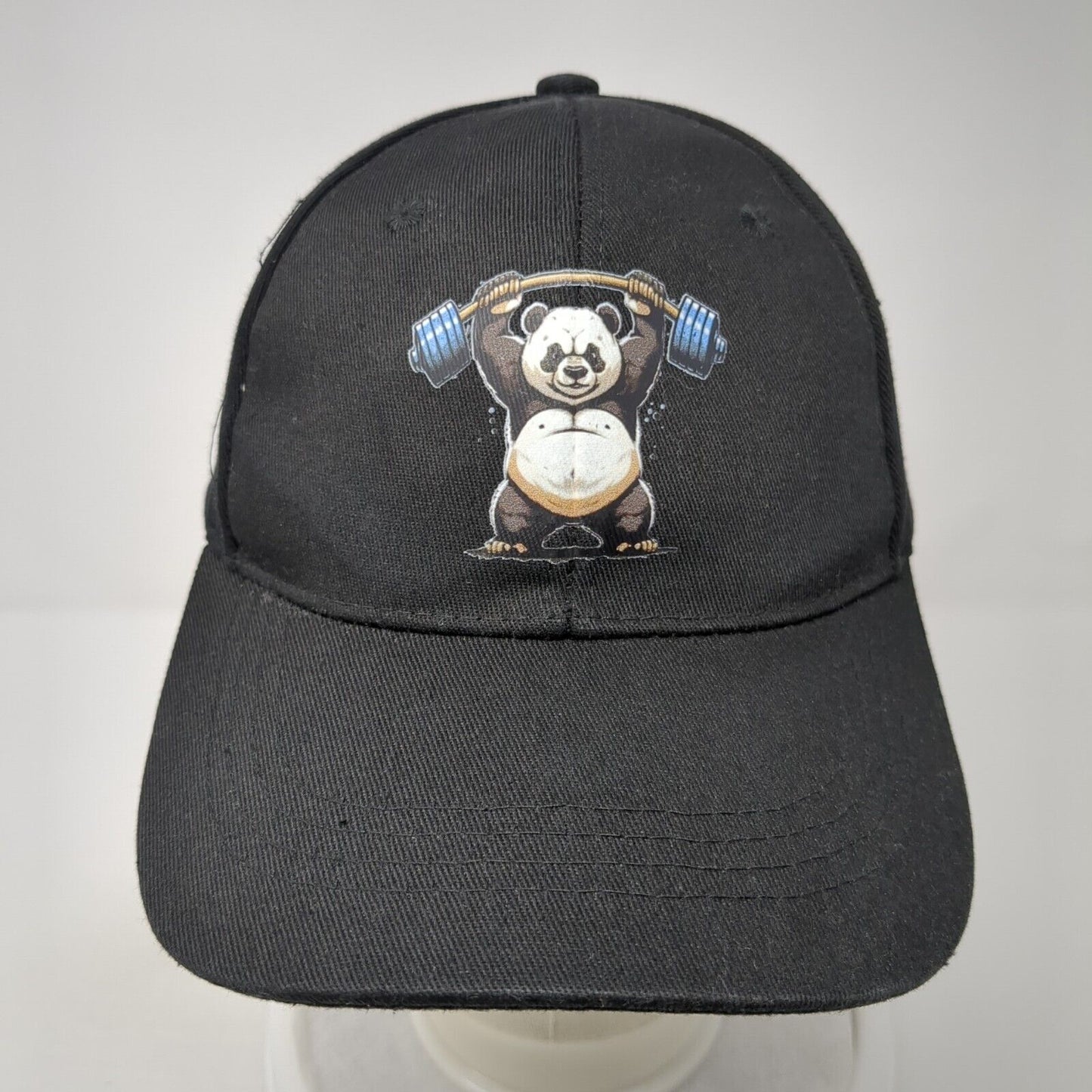 Panda Deadlift Slideback Hat Black One Size Adjustable Vent Holes