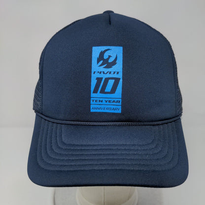 Pivot 10 Year Anniversary Snapback Trucker Hat Blue OSFA Mesh Back Rope