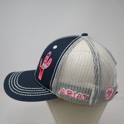 Ariat Trucker Hat Blue One Size Mesh Snapback Cactus Serape Contrast Stitching