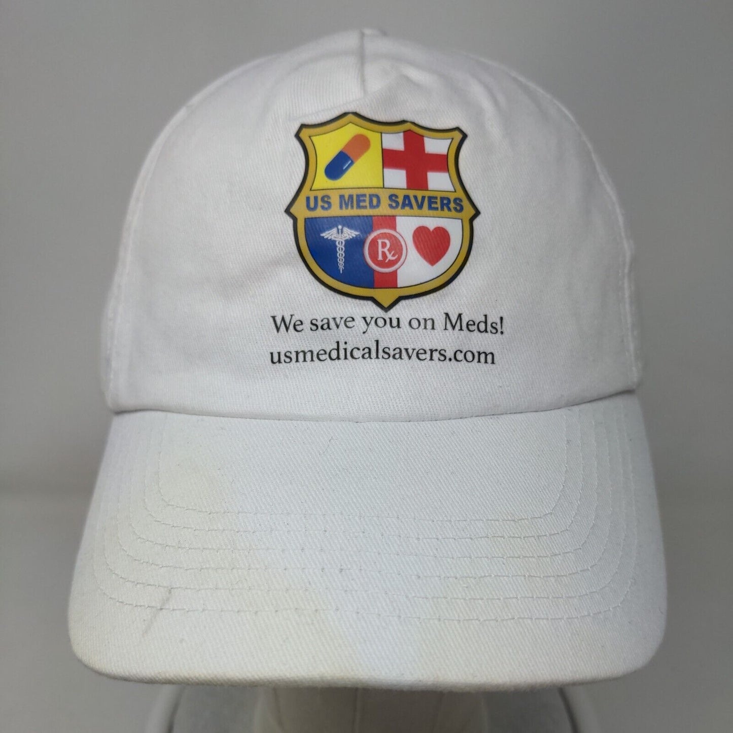 US Med Savers Slideback Hat White One Size Adjustable Vented Hole Promotique