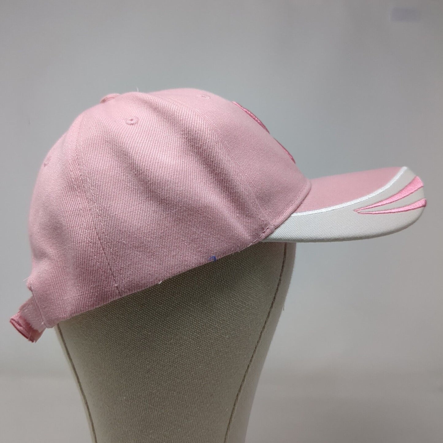 Pink Ribbon Strapback Hat Pink OSFM Embroidered Breast Cancer Awareness