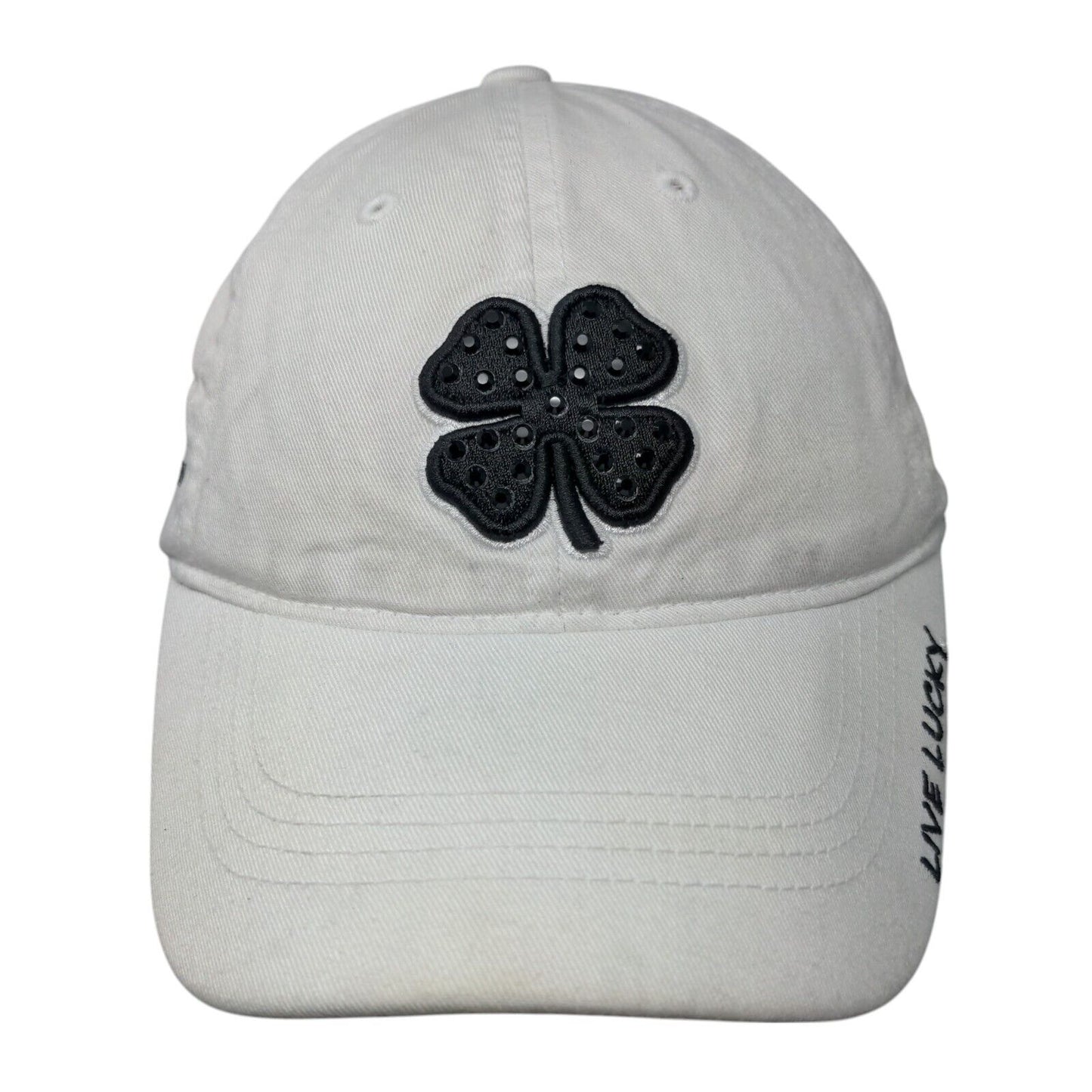 Live Lucky The Madison Club Slideback Hat White OSFA Adjustable Black Clover