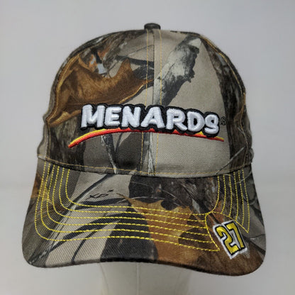 Menards Mens Strapback Hat Camo Adjustable Embroidered #27 Logo Brown