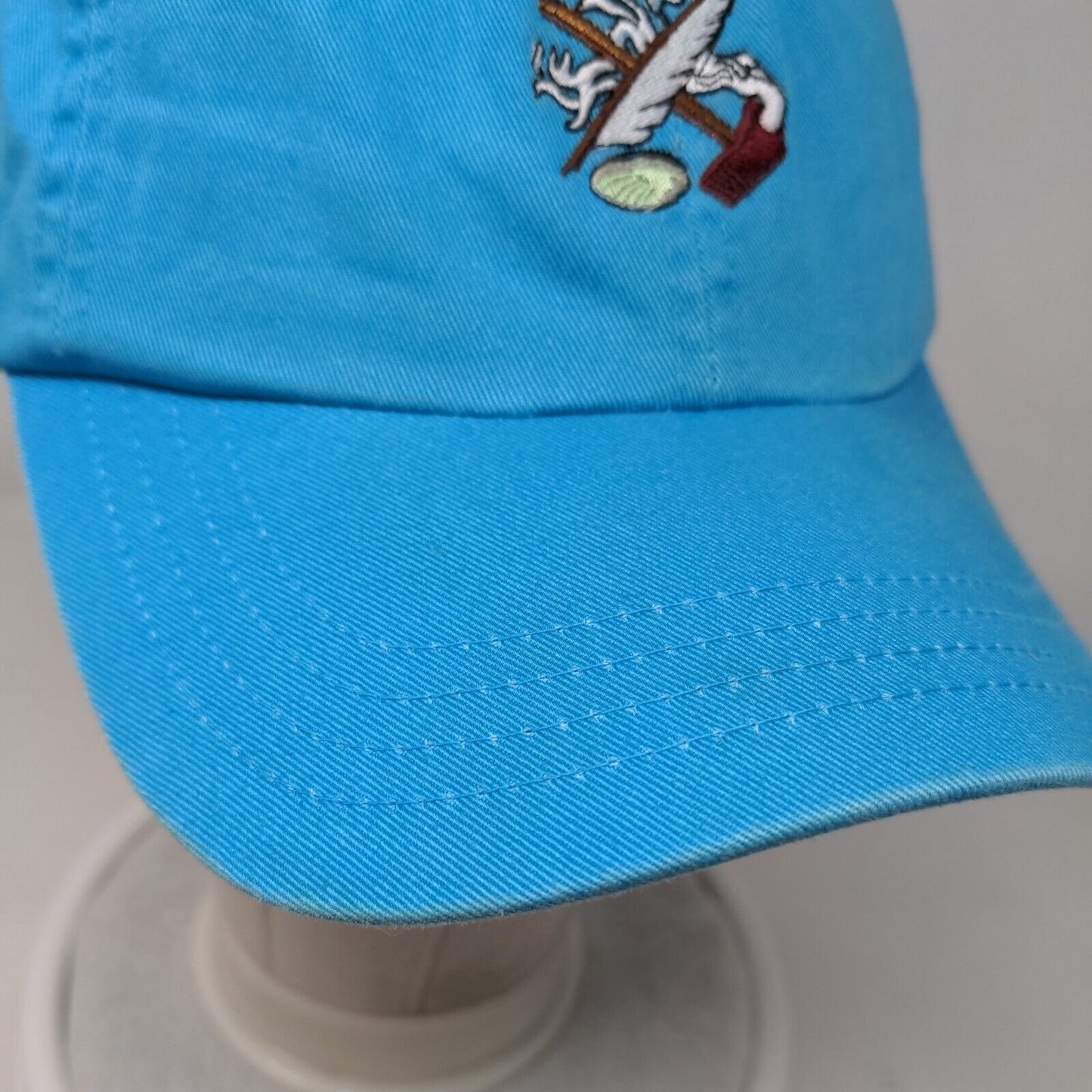 Imperial Strapback Hat Blue One Size Adjustable Embroidered Logo 6 Panel