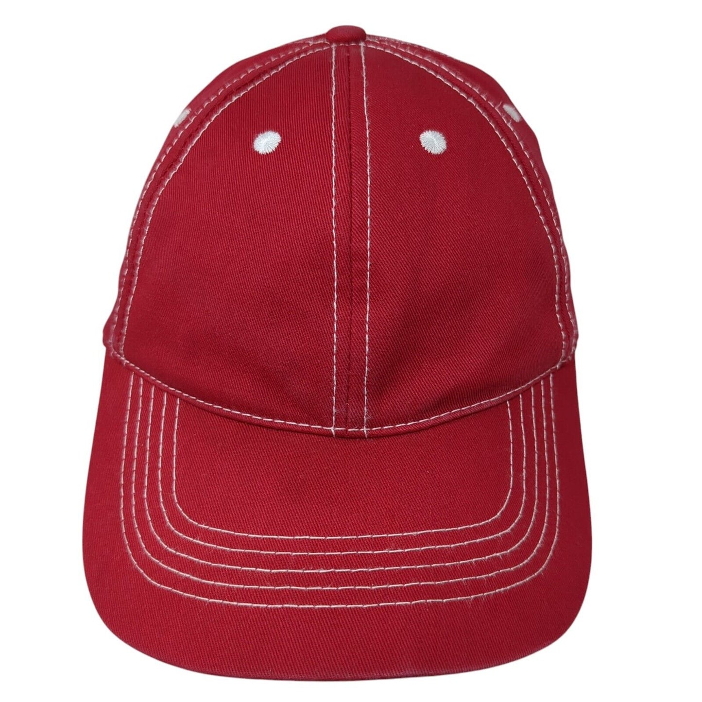 Unbranded Strapback Hat Red One Size Adjustable Vented Holes 6 Panel Blank