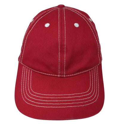 Unbranded Strapback Hat Red One Size Adjustable Vented Holes 6 Panel Blank