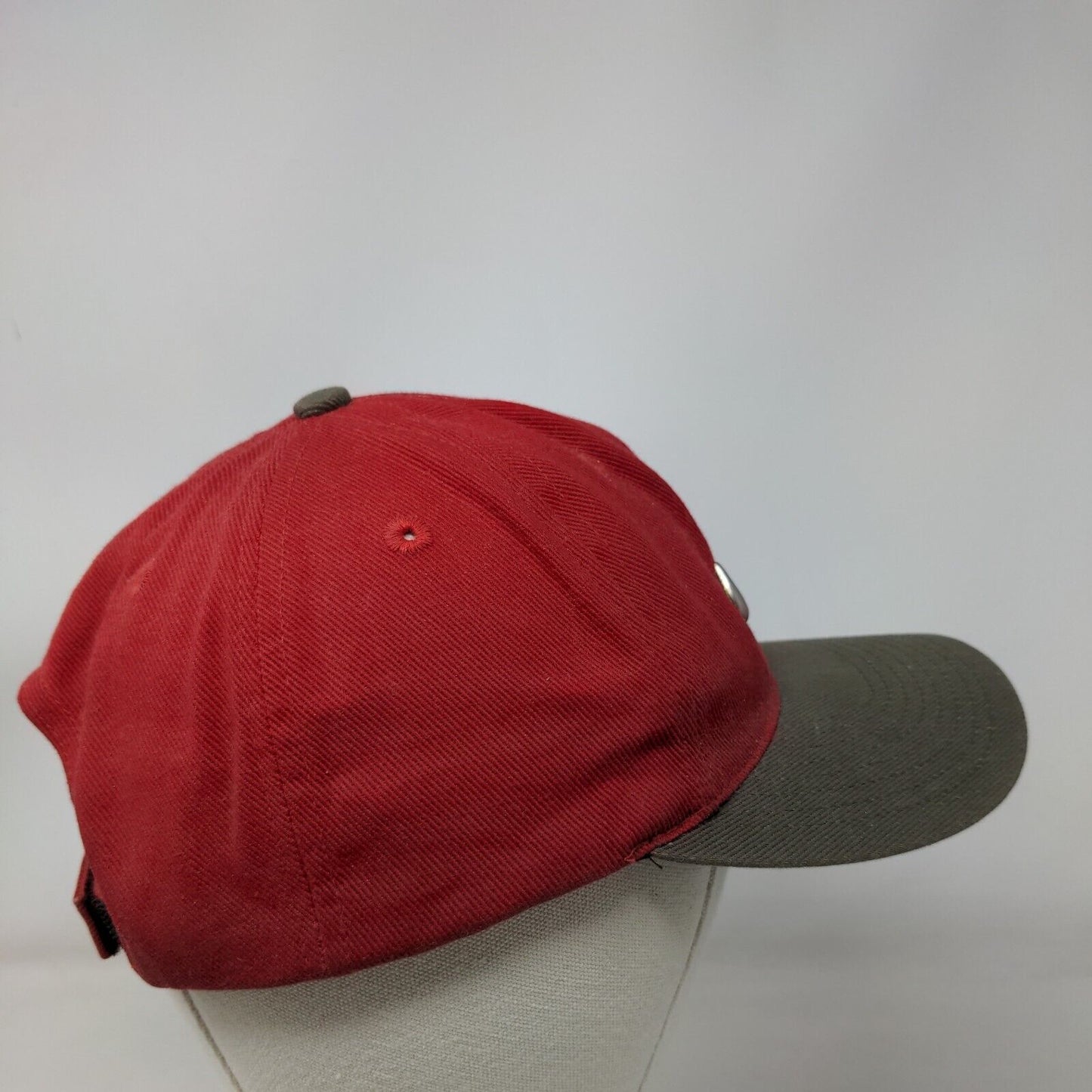 Nike Strapback Hat Red OSFA Emblem Embroidered Swoosh Vented Holes 6 Panel