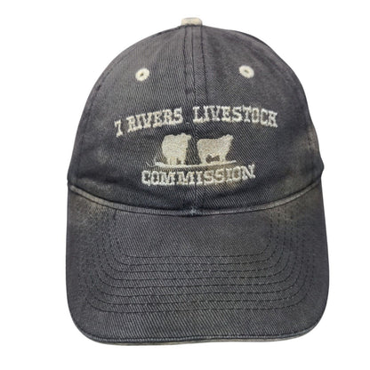 7 Rivers Livestock Commission Strapback Hat Blue OSFM Embroidered Otto