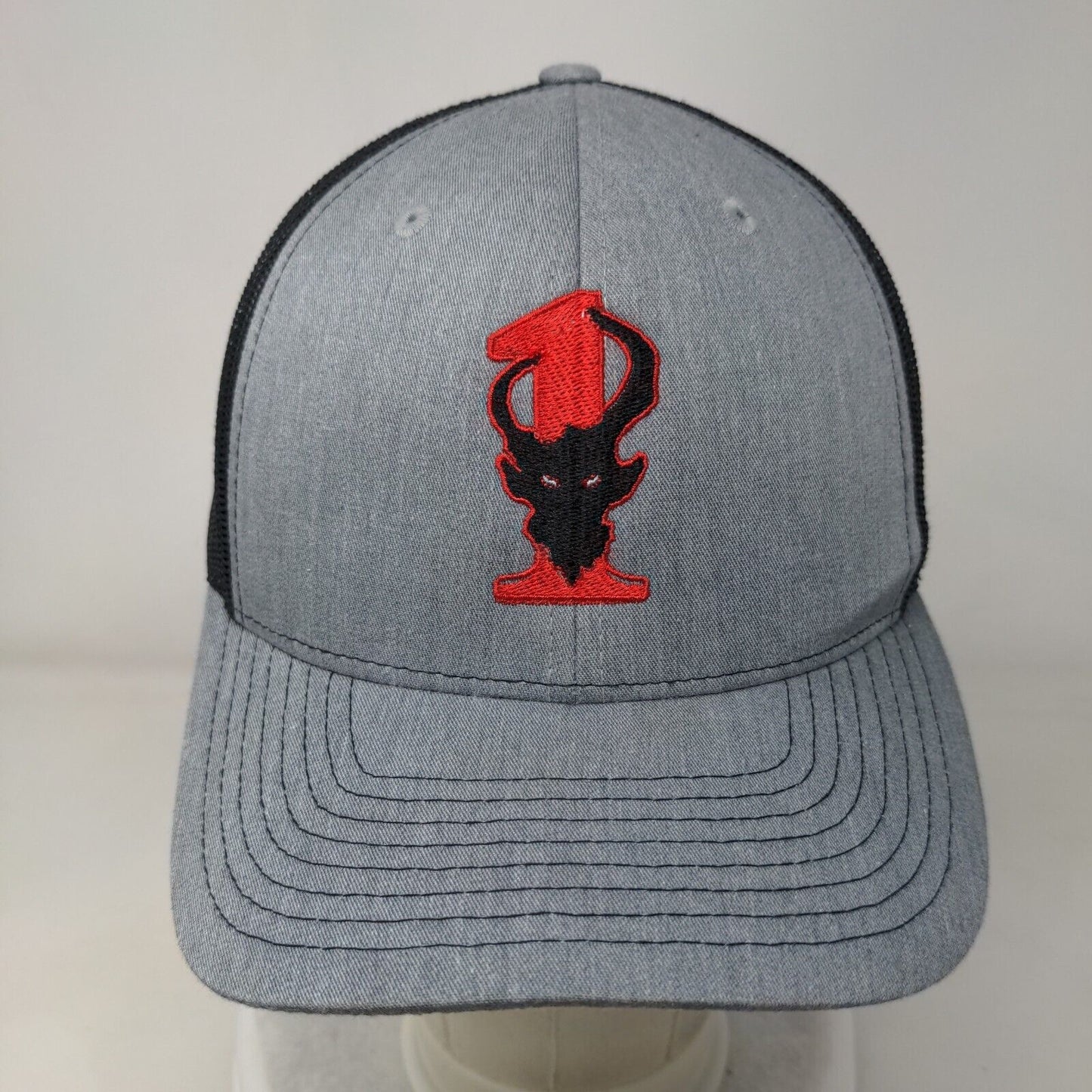 Richardson Snapback Trucker Hat Gray One Size Adjustable Embroidered Mesh Back