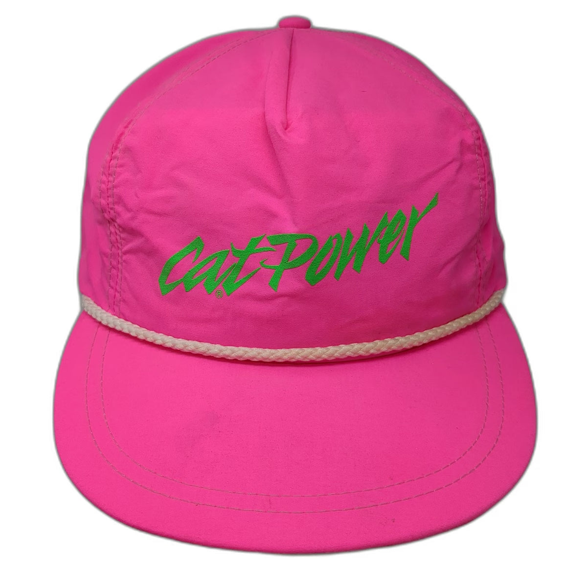 Tomkin 5 Panel Pink Hat Rope Snapback Green Cat Power Graphic USA Nylon Vintage