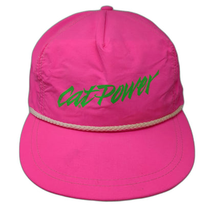 Tomkin 5 Panel Pink Hat Rope Snapback Green Cat Power Graphic USA Nylon Vintage
