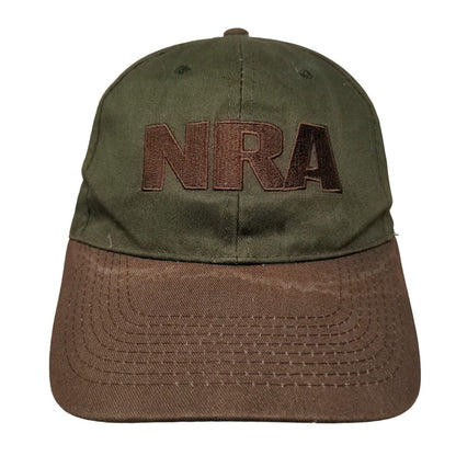 NRA Strapback Hat Green Brown Adjustable 58 CM Embroidered Logo 2nd Amendment