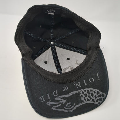 Join Or Die Snake Fitted Hat Black S/M Embroidered 1776 United 6 Panel