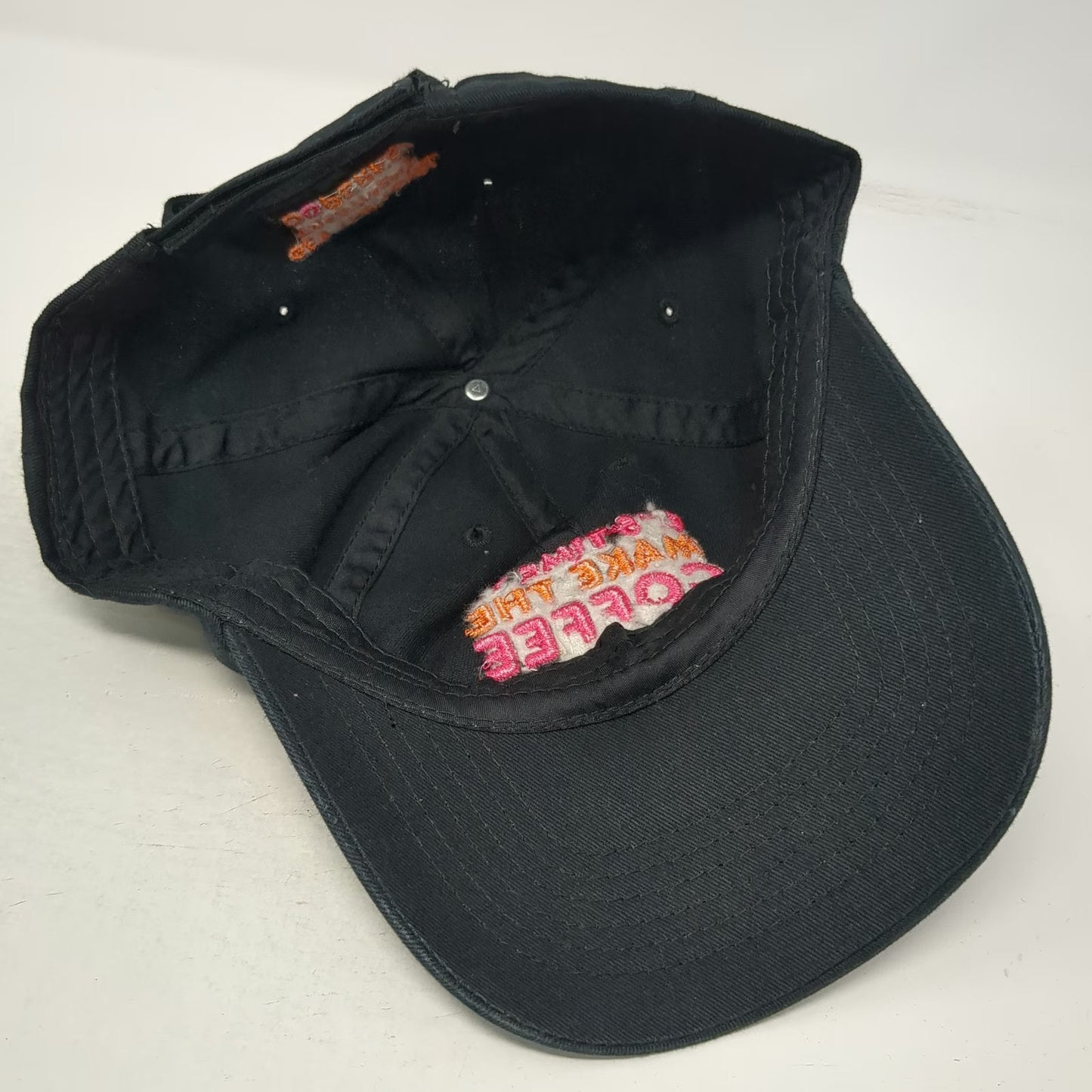 Dunkin Donuts Coffee Baseball Cap Black One Size DD Perks Strapback Hat