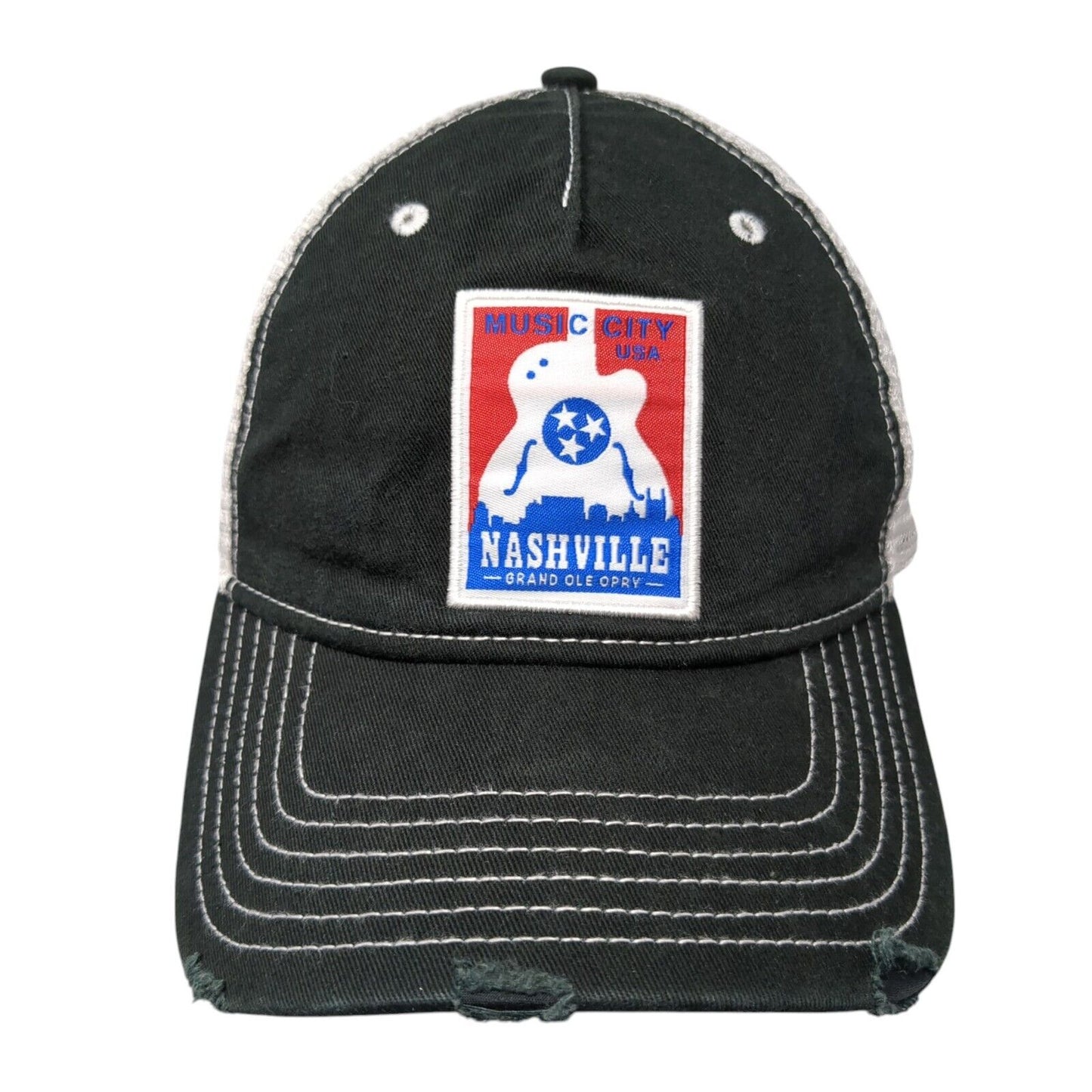 Nashville Music City USA Snapback Trucker Hat Black One Size Mesh Back