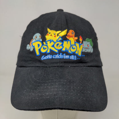 Pokemon Men's Slideback Hat Black Embroidered Gotta Catch 'Em All Logo