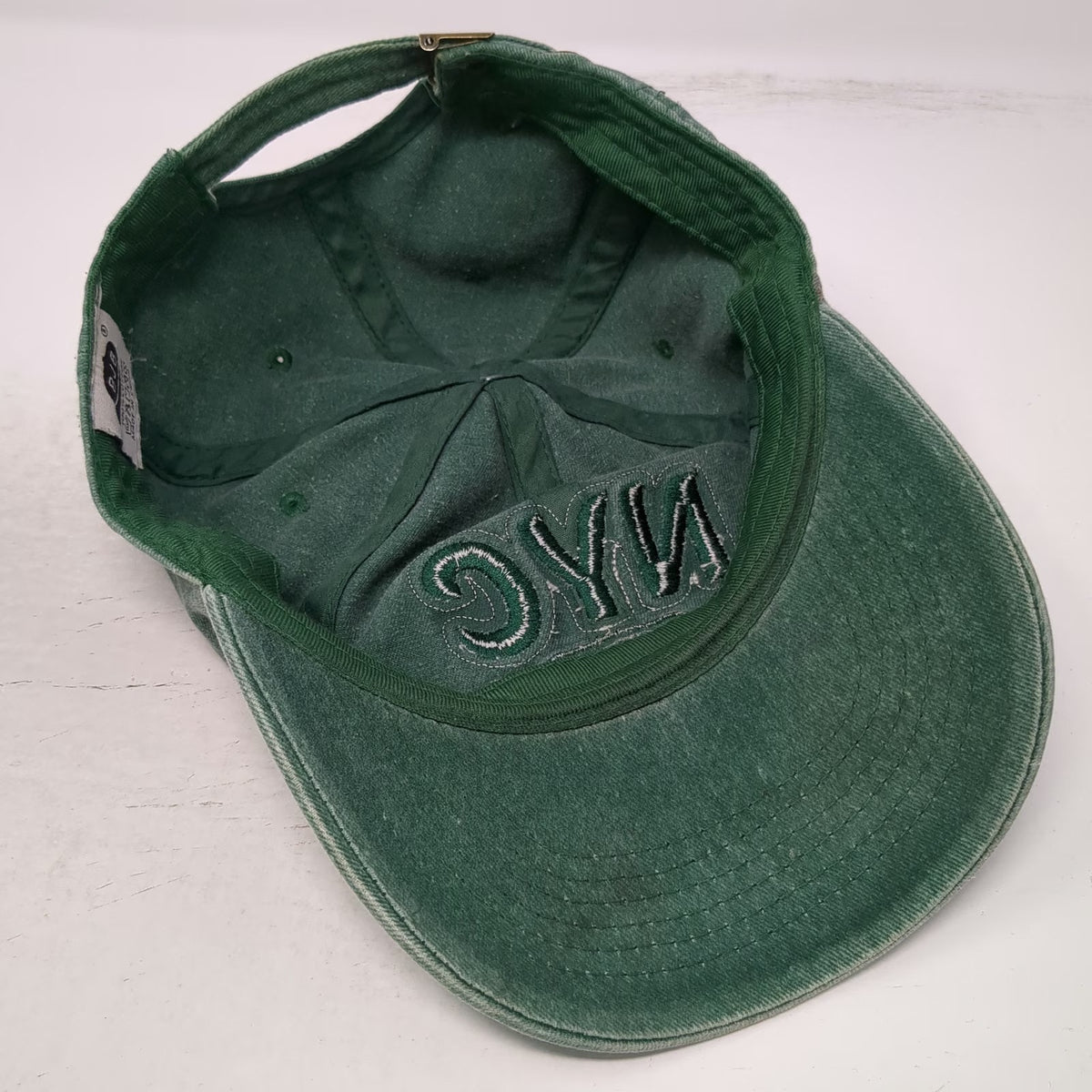 BJB Baseball Cap Green One Size NYC 1625 Frayed Applique Cotton Adjustable Hat