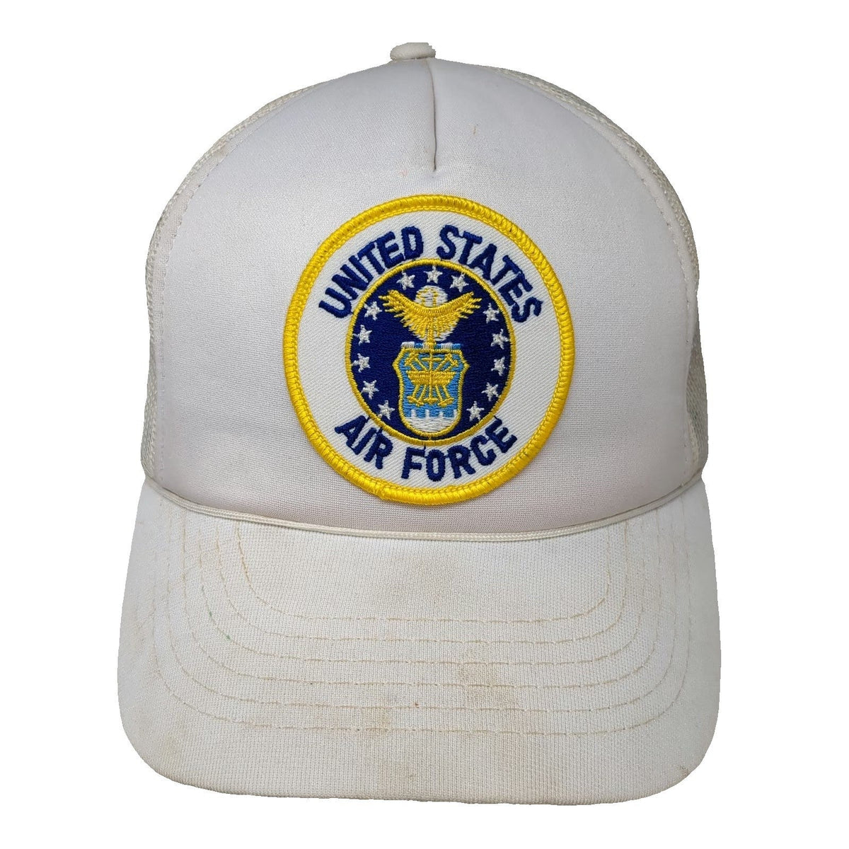 United States Air Force USAF Patch White Trucker Hat One Size Mesh Foam Snapback