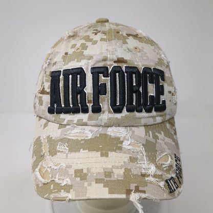 Air Force Slideback Hat Camouflage One Size Adjustable Embroidered Distressed