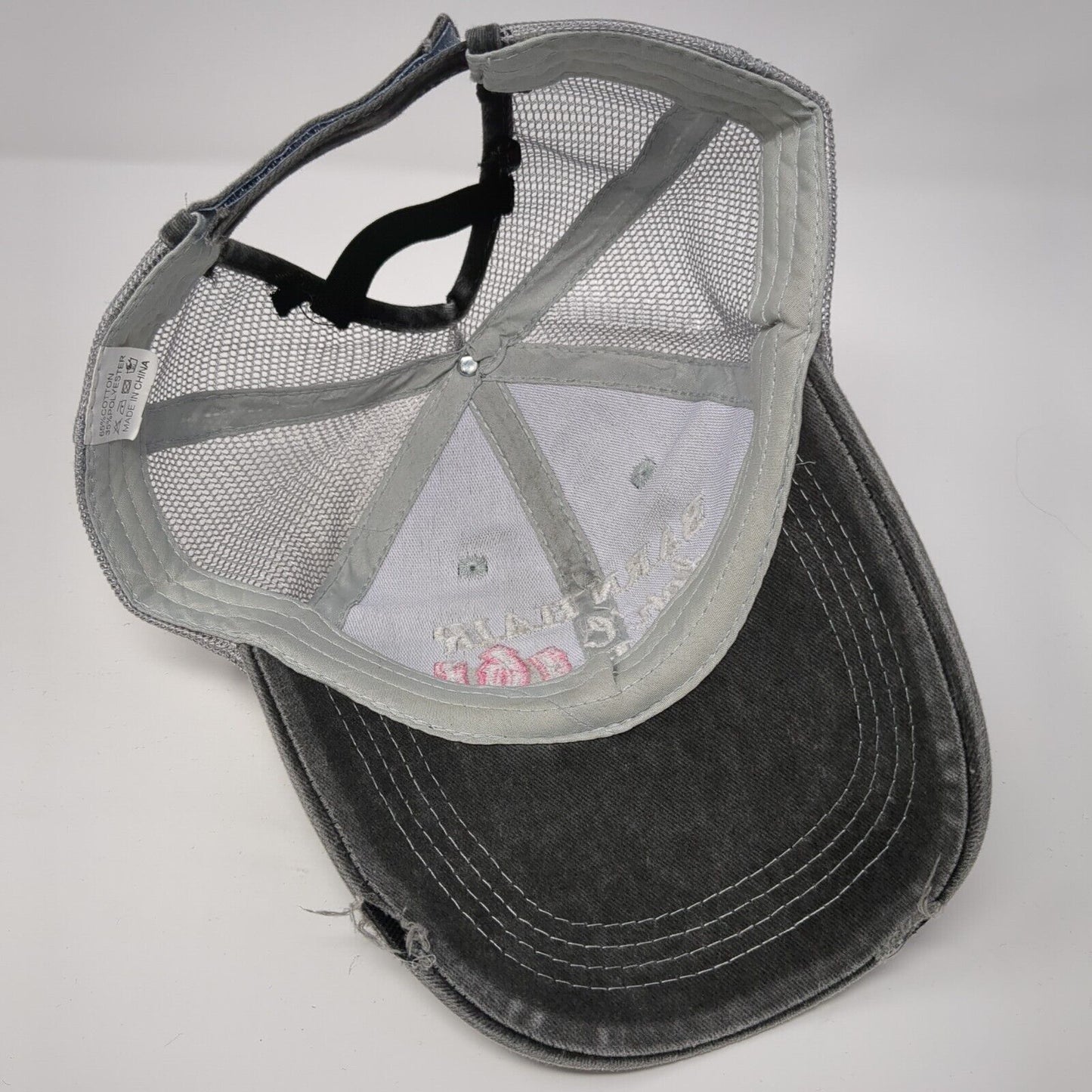 Barn Hair Don't Care Ponyback Trucker Hat Gray OS Adjustable Mesh Distressed