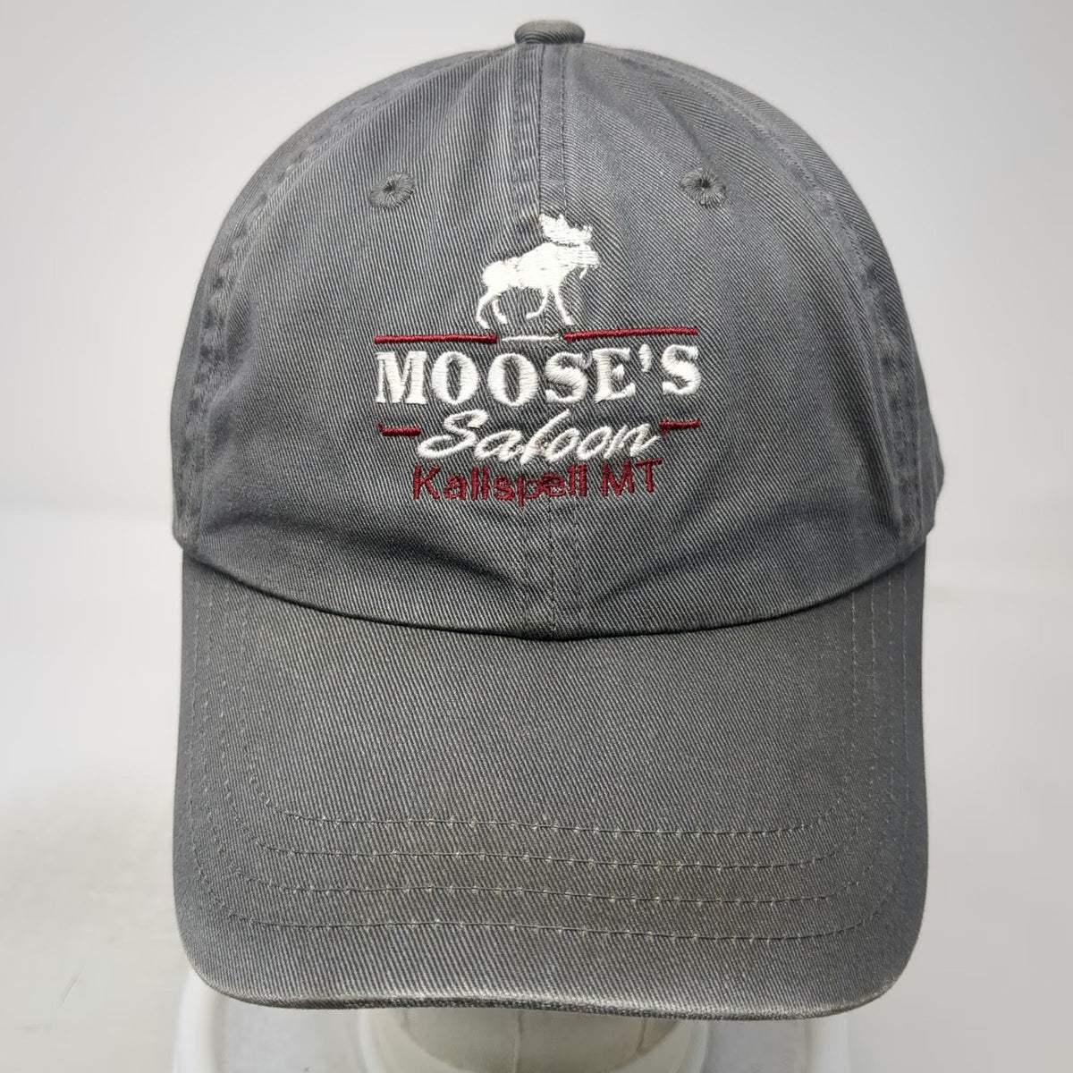 Imperial Baseball Cap Gray One Size Slideback Moose's Saloon Kalispell MT Hat